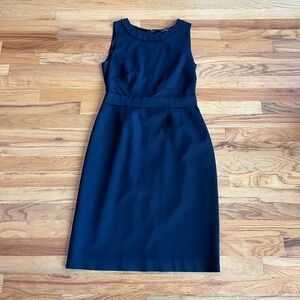 TAHARI Nordstrom Black Sheath Dress Belted 8